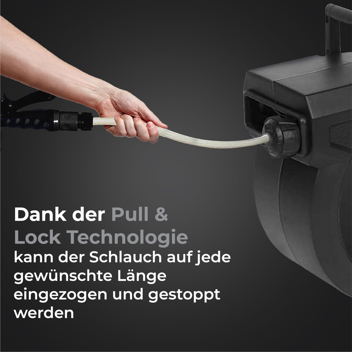 CoolHome Schlauchtrommel 38 + 2 Meter - Gartenschlauch mit Rolle - Schlauchhalter 180° drehbar - Gartenschlauchrolle - Schwarz