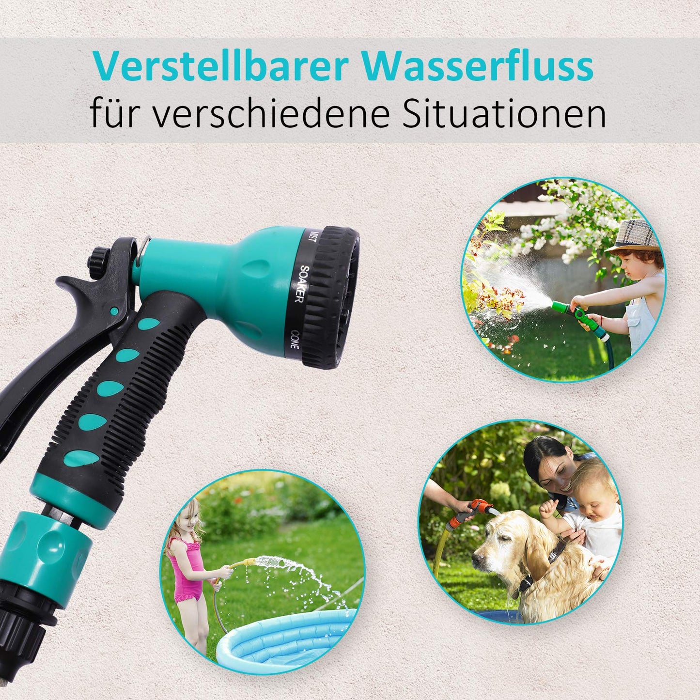 DURHAND Wandschlauchbox Schlauchtrommel 180° schwenkbar mit Multibrause Frostschutz -5–45 °C Kunststoff Grün + Schwarz 15 m