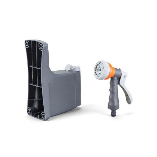 FUXTEC Schlauchtrommel 20 m ½" – Automatik Aufroller zur Wandmontage, inkl. Brause & Anschlüsse, 180° schwenkbar