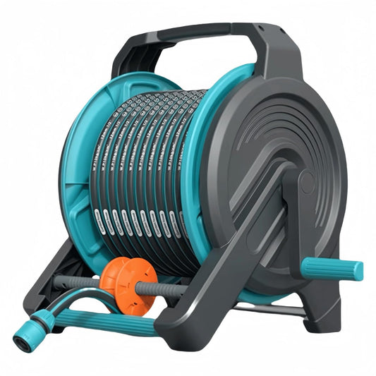 Automatische Gartenschlauchtrommel 20 m, Blau – Wandhalterung, 180° schwenkbar, platzsparend, ideal für Camping, Wohnmobil & Wassersport