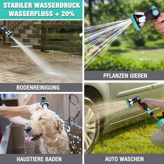 HAUSHOF Schlauchtrommel 30+2 m mit 10 Sprühmodi, Automatik-Aufrollung, 180° schwenkbare Wandhalterung, für Garten & Autowäsche
